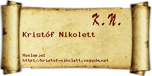 Kristóf Nikolett névjegykártya